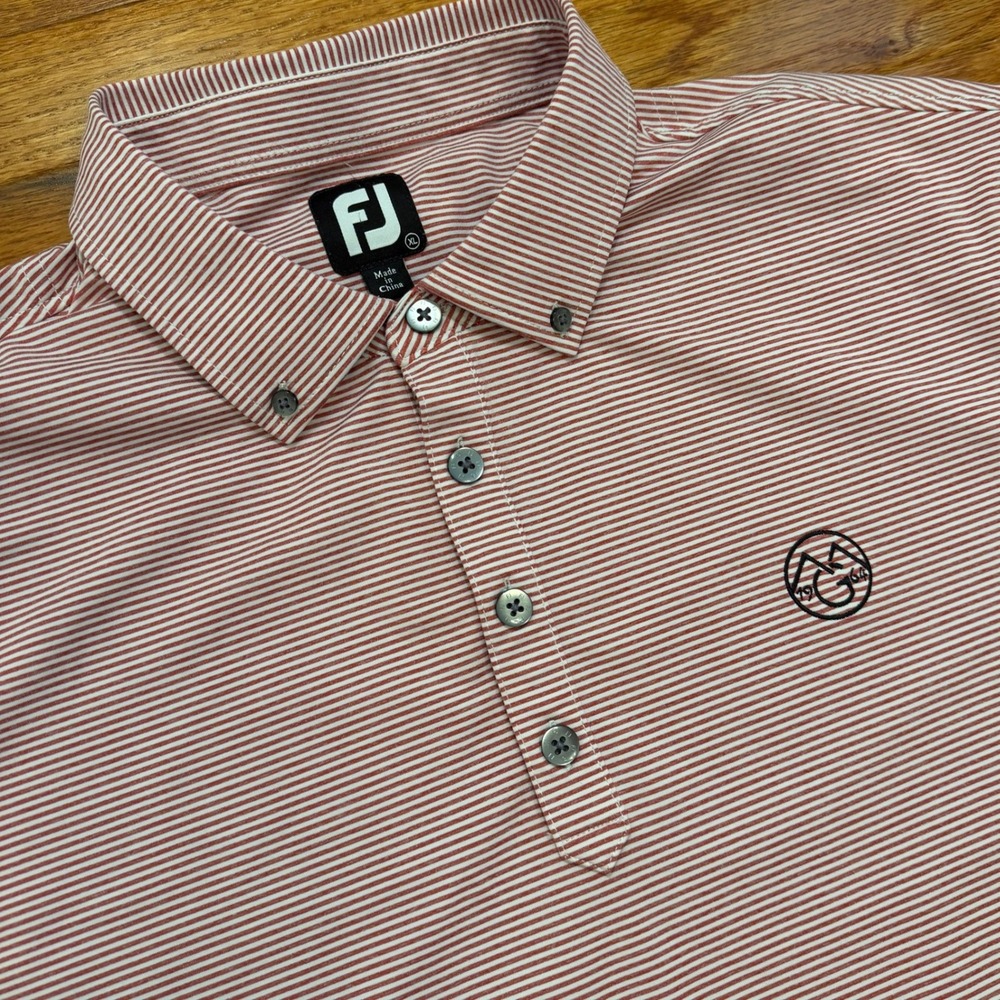 FootJoy Mountain Glen Golf Club Polo Shirt Mens XL Red White Striped Performance